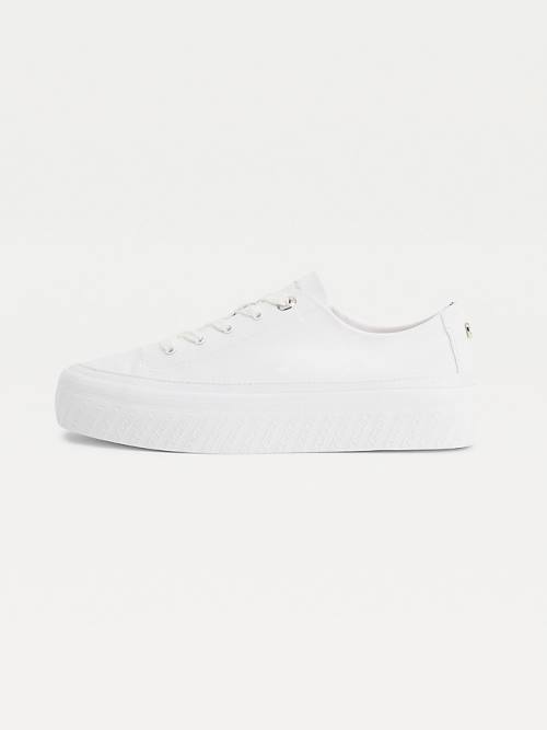 Tommy Hilfiger Essential Monochrome Vulcanised Flatform Spor Ayakkabı Kadın Beyaz | TH130WST