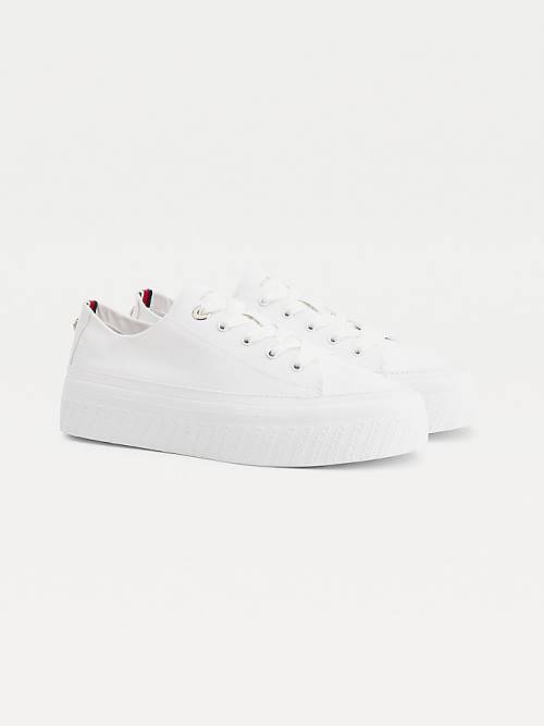 Tommy Hilfiger Essential Monochrome Vulcanised Flatform Spor Ayakkabı Kadın Beyaz | TH130WST