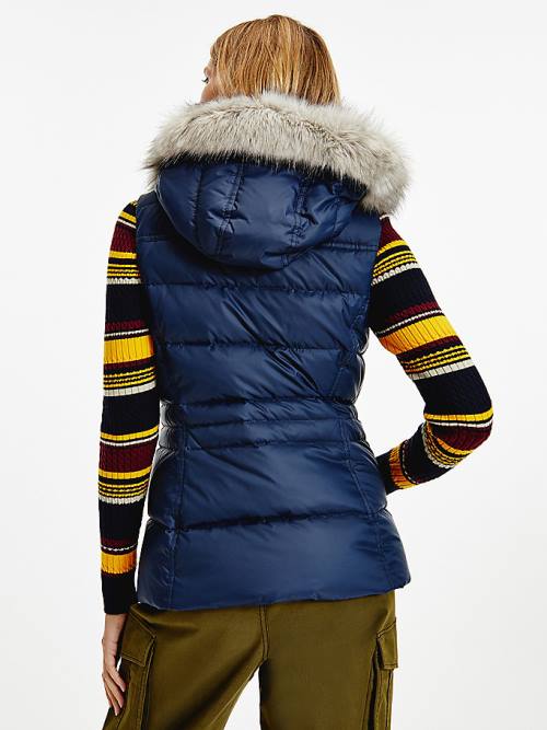 Tommy Hilfiger Essential Monogram Down-Filled Vest Kaban Kadın Mavi | TH360VQG