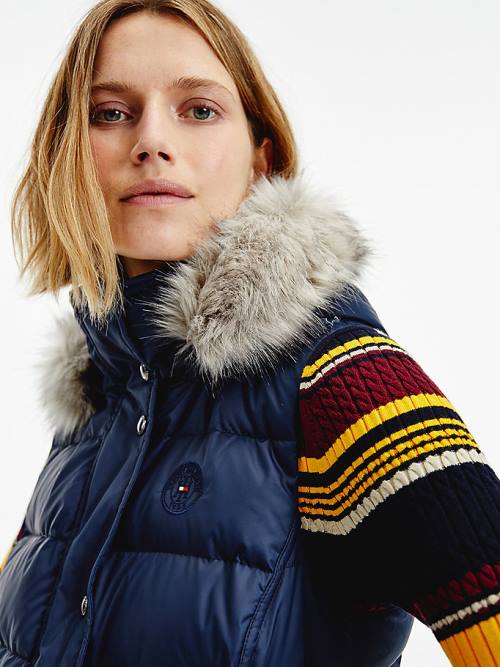 Tommy Hilfiger Essential Monogram Down-Filled Vest Kaban Kadın Mavi | TH360VQG