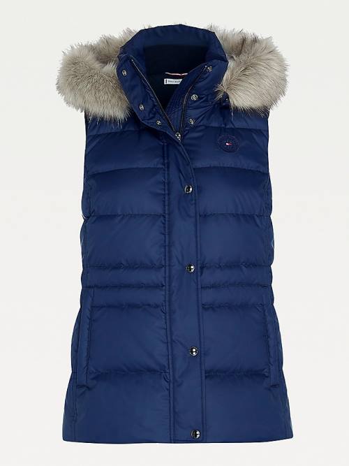 Tommy Hilfiger Essential Monogram Down-Filled Vest Kaban Kadın Mavi | TH360VQG