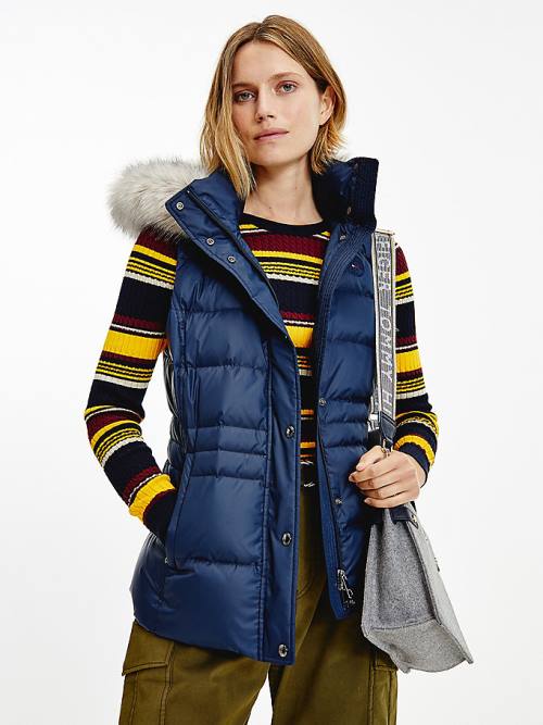 Tommy Hilfiger Essential Monogram Down-Filled Vest Kaban Kadın Mavi | TH360VQG