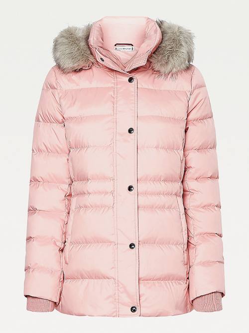 Tommy Hilfiger Essential Monogram Down-Filled Ceket Kadın Pembe | TH594VEW