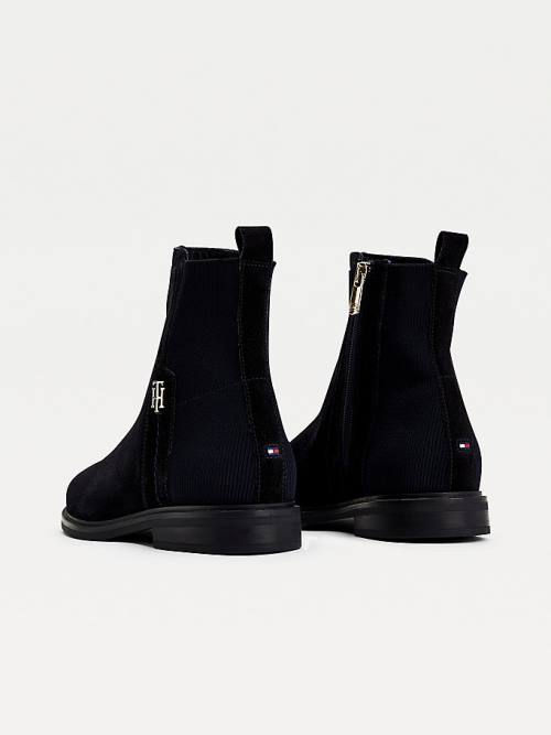 Tommy Hilfiger Essential Monogram Plaque Süet Ankle Bot Kadın Mavi | TH164YUC