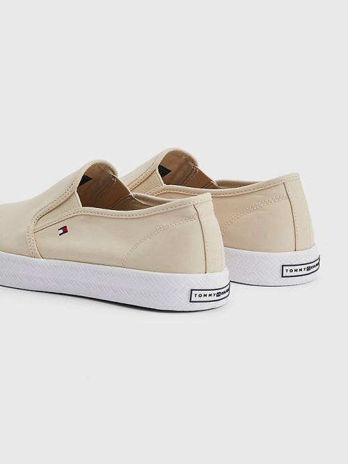 Tommy Hilfiger Essential Nautical Slip-On Spor Ayakkabı Kadın Bej Rengi | TH980HCO