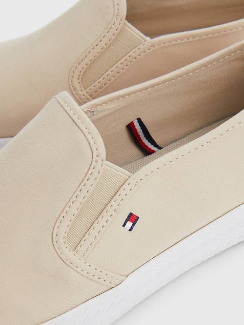 Tommy Hilfiger Essential Nautical Slip-On Spor Ayakkabı Kadın Bej Rengi | TH980HCO