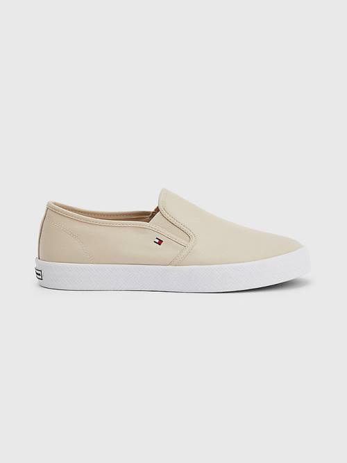 Tommy Hilfiger Essential Nautical Slip-On Spor Ayakkabı Kadın Bej Rengi | TH980HCO