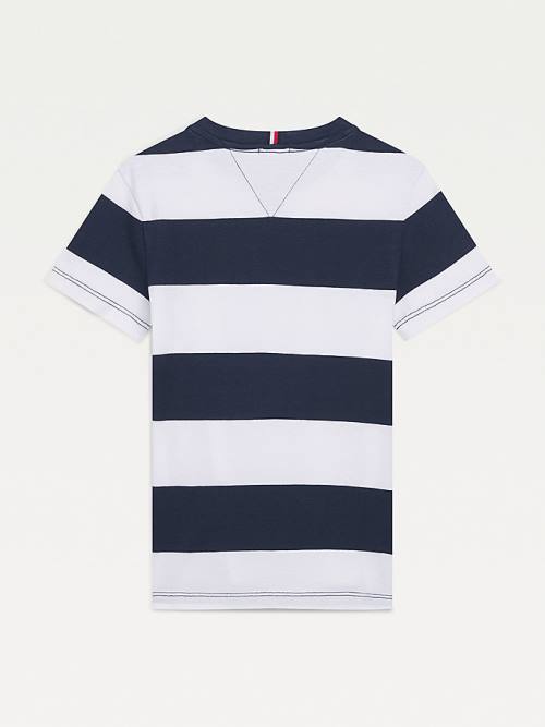 Tommy Hilfiger Essential Organic Pamuklu Stripe Tişört Erkek Çocuk Mavi | TH027XHA