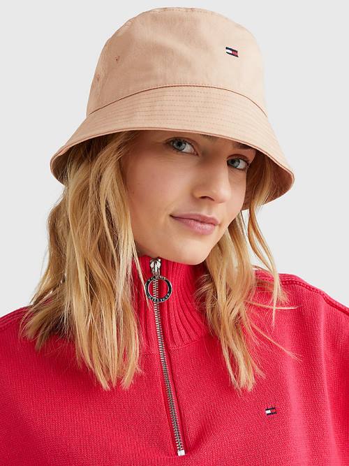 Tommy Hilfiger Essential Organic Pamuklu Bucket Şapka Kadın Bej Rengi | TH084FPG