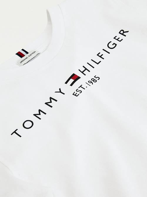 Tommy Hilfiger Essential Organic Pamuklu Logo Tişört Kiz Çocuk Beyaz | TH173VQM