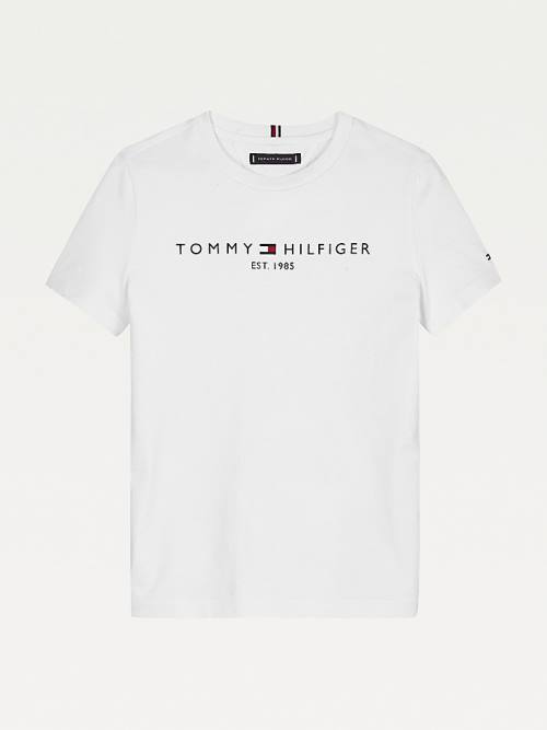 Tommy Hilfiger Essential Organic Pamuklu Logo Tişört Kiz Çocuk Beyaz | TH173VQM