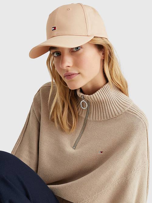 Tommy Hilfiger Essential Organic Pamuklu Flag Cap Şapka Kadın Bej Rengi | TH195JMN