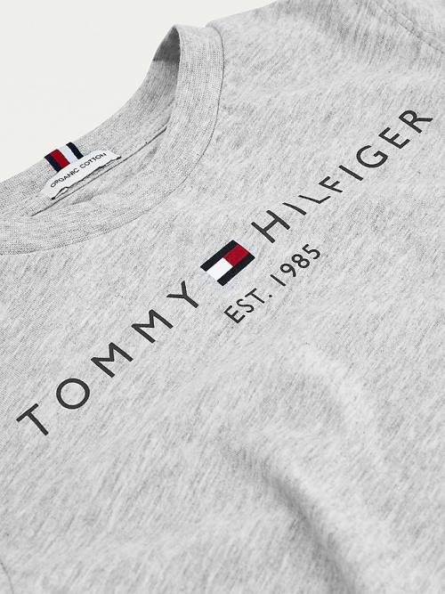 Tommy Hilfiger Essential Organic Pamuklu Logo Tişört Kiz Çocuk Gri | TH207UBI