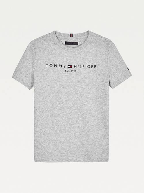 Tommy Hilfiger Essential Organic Pamuklu Logo Tişört Kiz Çocuk Gri | TH207UBI