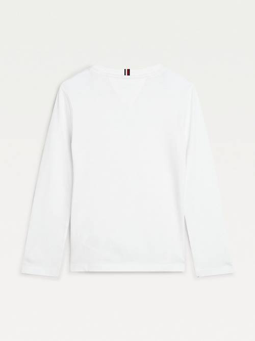 Tommy Hilfiger Essential Organic Pamuklu Long Sleeve Tişört Erkek Çocuk Beyaz | TH281XYQ