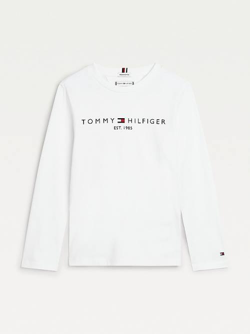 Tommy Hilfiger Essential Organic Pamuklu Long Sleeve Tişört Erkek Çocuk Beyaz | TH281XYQ