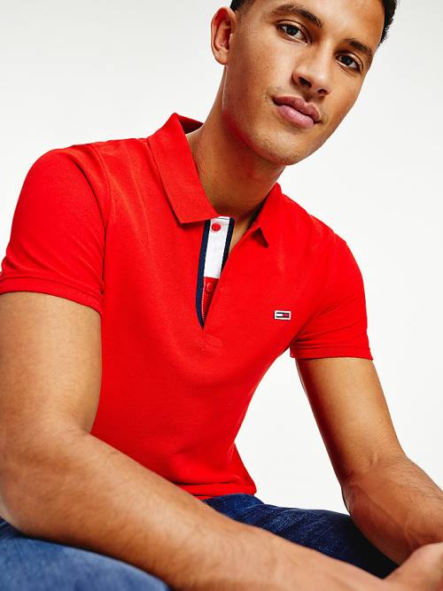 Tommy Hilfiger Essential Organic Pamuklu Slim Fit Polo Yaka Tişört Erkek Kırmızı | TH358LMG