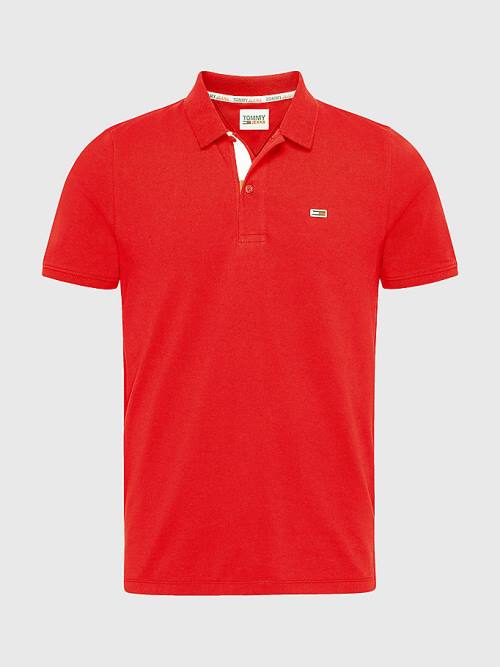 Tommy Hilfiger Essential Organic Pamuklu Slim Fit Polo Yaka Tişört Erkek Kırmızı | TH358LMG