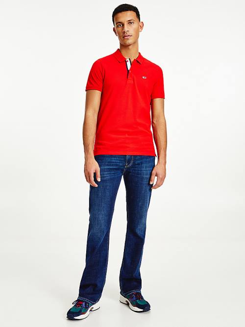 Tommy Hilfiger Essential Organic Pamuklu Slim Fit Polo Yaka Tişört Erkek Kırmızı | TH358LMG