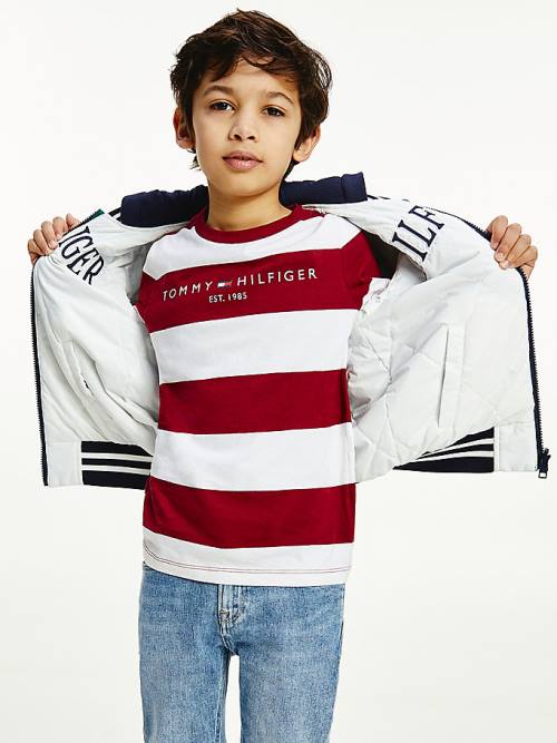 Tommy Hilfiger Essential Organic Pamuklu Stripe Tişört Erkek Çocuk Kırmızı | TH507DYB