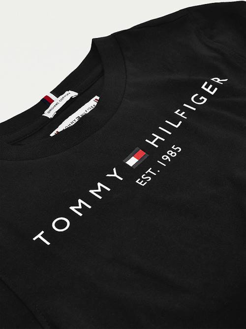 Tommy Hilfiger Essential Organic Pamuklu Logo Tişört Kiz Çocuk Siyah | TH516DSW