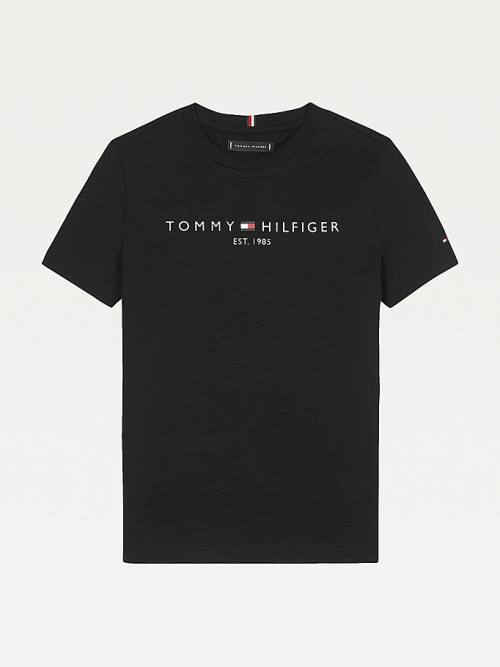 Tommy Hilfiger Essential Organic Pamuklu Logo Tişört Kiz Çocuk Siyah | TH516DSW