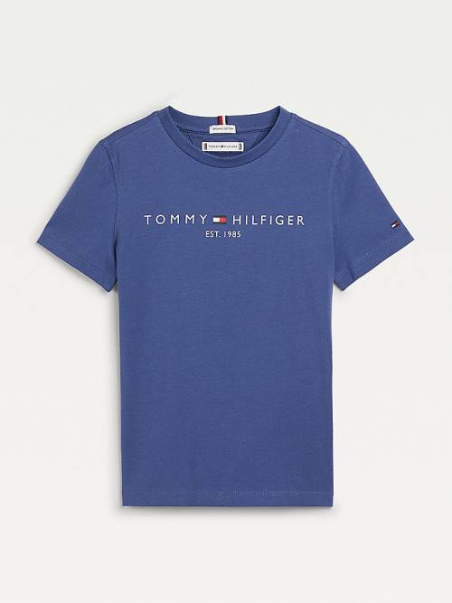 Tommy Hilfiger Essential Organic Pamuklu Tişört Erkek Çocuk Mavi | TH837QSH