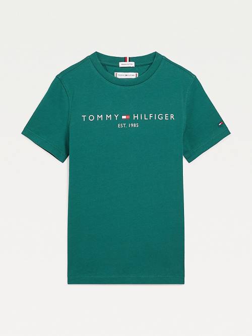 Tommy Hilfiger Essential Organic Pamuklu Tişört Erkek Çocuk Yeşil | TH934TEU