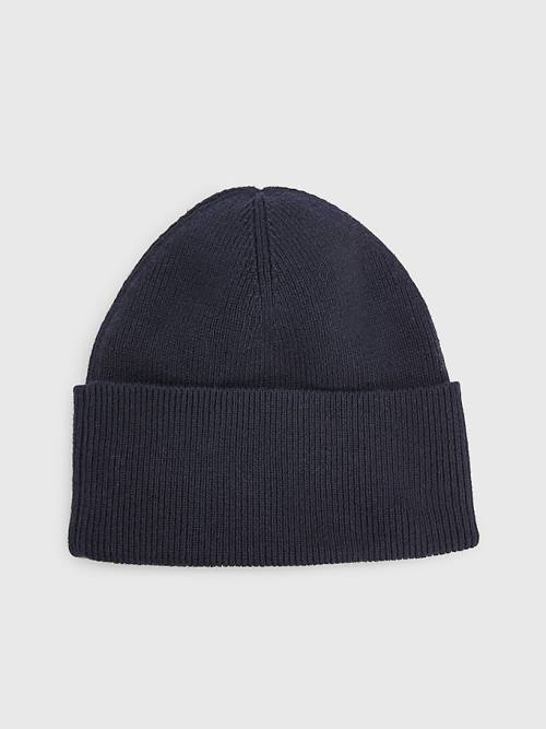 Tommy Hilfiger Essential Pamuklu Cashmere Beanie Şapka Kadın Mavi | TH129SFM