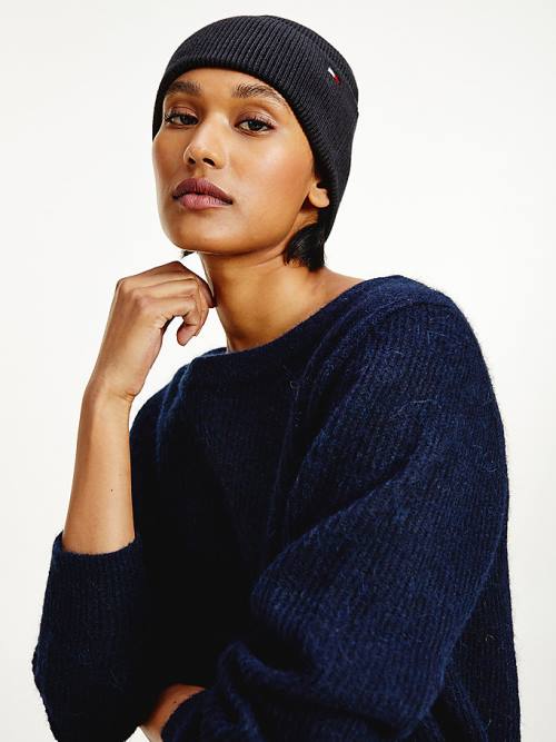 Tommy Hilfiger Essential Pamuklu Cashmere Beanie Şapka Kadın Mavi | TH129SFM