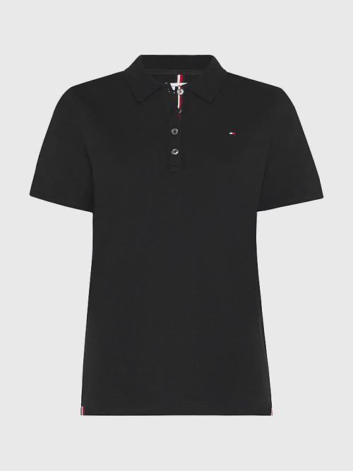 Tommy Hilfiger Essential Placket Detail Polo Yaka Tişört Kadın Siyah | TH182XST