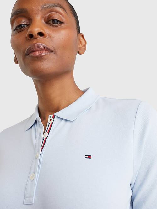 Tommy Hilfiger Essential Placket Detail Polo Yaka Tişört Kadın Mavi | TH516YSR