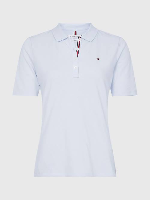 Tommy Hilfiger Essential Placket Detail Polo Yaka Tişört Kadın Mavi | TH516YSR