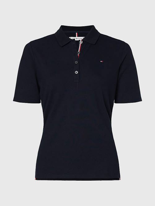 Tommy Hilfiger Essential Placket Detail Polo Yaka Tişört Kadın Mavi | TH697XFJ