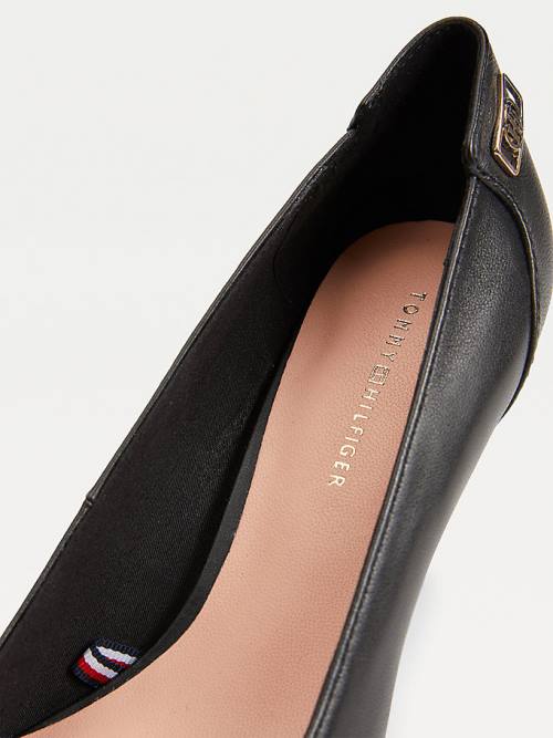 Tommy Hilfiger Essential Pointed Low Deri Pumps Topuklu Ayakkabı Kadın Siyah | TH508IOQ