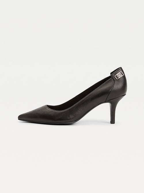 Tommy Hilfiger Essential Pointed Low Deri Pumps Topuklu Ayakkabı Kadın Siyah | TH508IOQ