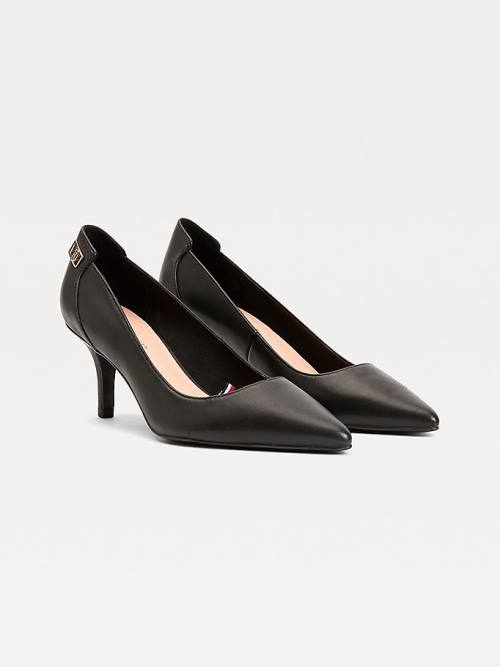 Tommy Hilfiger Essential Pointed Low Deri Pumps Topuklu Ayakkabı Kadın Siyah | TH508IOQ