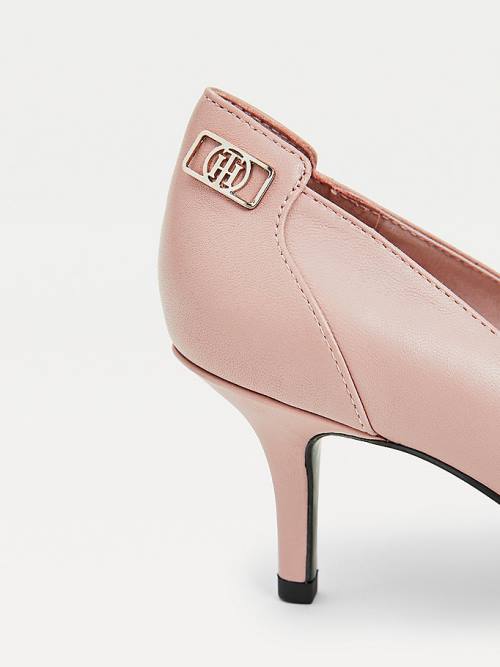 Tommy Hilfiger Essential Pointed Low Deri Pumps Topuklu Ayakkabı Kadın Pembe | TH658ZCE