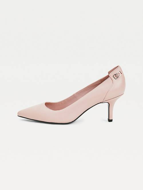 Tommy Hilfiger Essential Pointed Low Deri Pumps Topuklu Ayakkabı Kadın Pembe | TH658ZCE