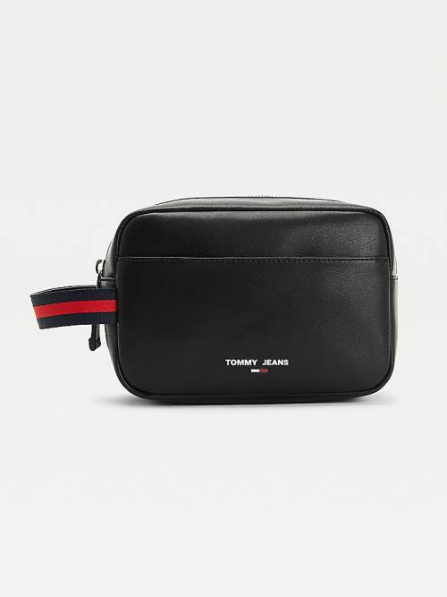 Tommy Hilfiger Essential Recycled Deri Washbag Çanta Erkek Siyah | TH170TRW