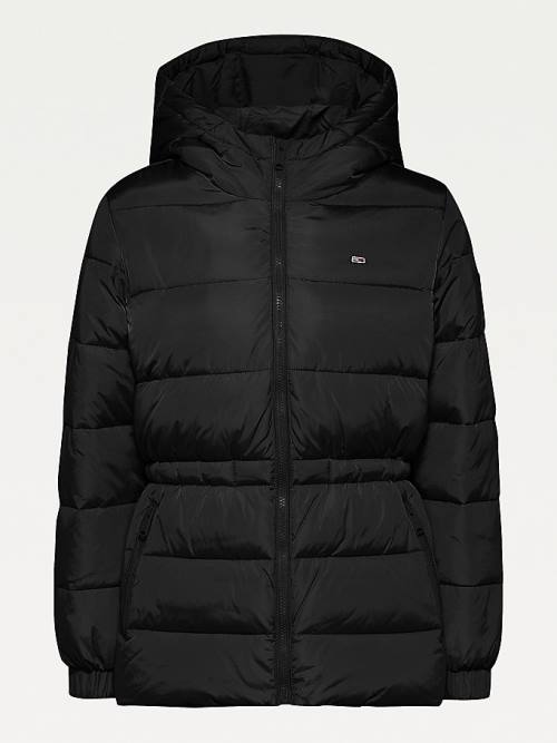 Tommy Hilfiger Essential Recycled Kukuletalı Down Puffer Ceket Kadın Siyah | TH394YEW