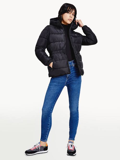 Tommy Hilfiger Essential Recycled Kukuletalı Down Puffer Ceket Kadın Siyah | TH394YEW