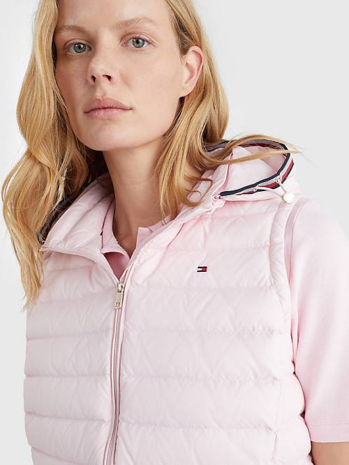 Tommy Hilfiger Essential Removable Hood Down Vest Kaban Kadın Pembe | TH105SPR