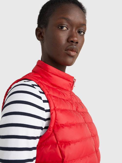 Tommy Hilfiger Essential Removable Hood Down Vest Kaban Kadın Kırmızı | TH106QZF