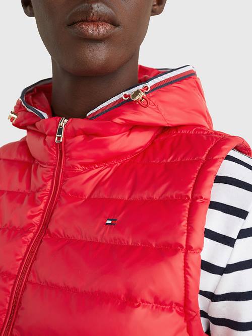 Tommy Hilfiger Essential Removable Hood Down Vest Kaban Kadın Kırmızı | TH106QZF