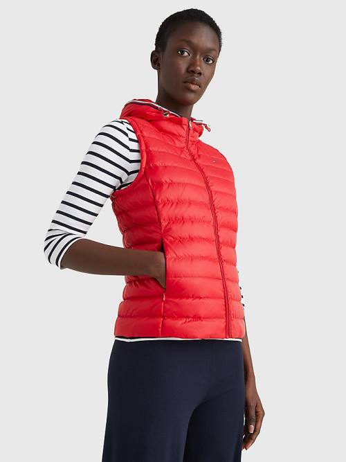 Tommy Hilfiger Essential Removable Hood Down Vest Kaban Kadın Kırmızı | TH106QZF