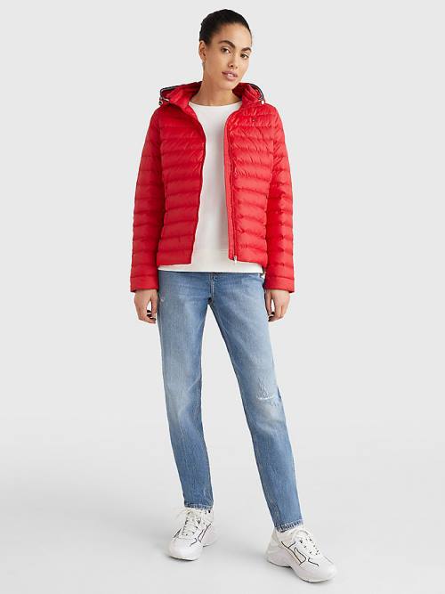 Tommy Hilfiger Essential Removable Hood Down Ceket Kadın Kırmızı | TH481LYJ