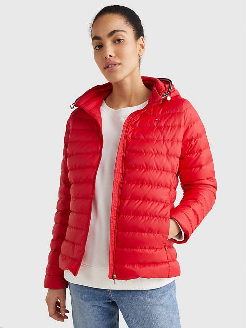 Tommy Hilfiger Essential Removable Hood Down Ceket Kadın Kırmızı | TH481LYJ