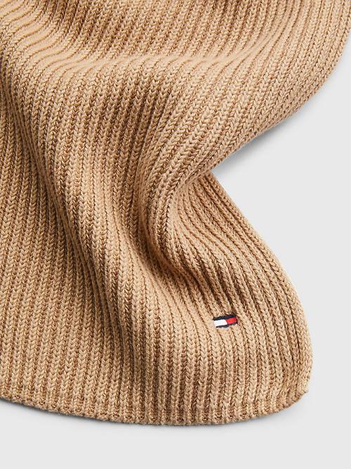 Tommy Hilfiger Essential Rib-Knit Fular Erkek Bej Rengi | TH689ERI