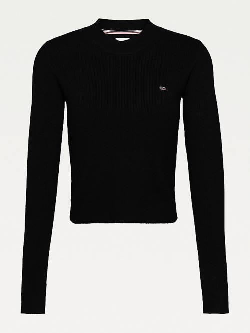 Tommy Hilfiger Essential Rib-Knit Jumper Kazak Kadın Siyah | TH358HYK